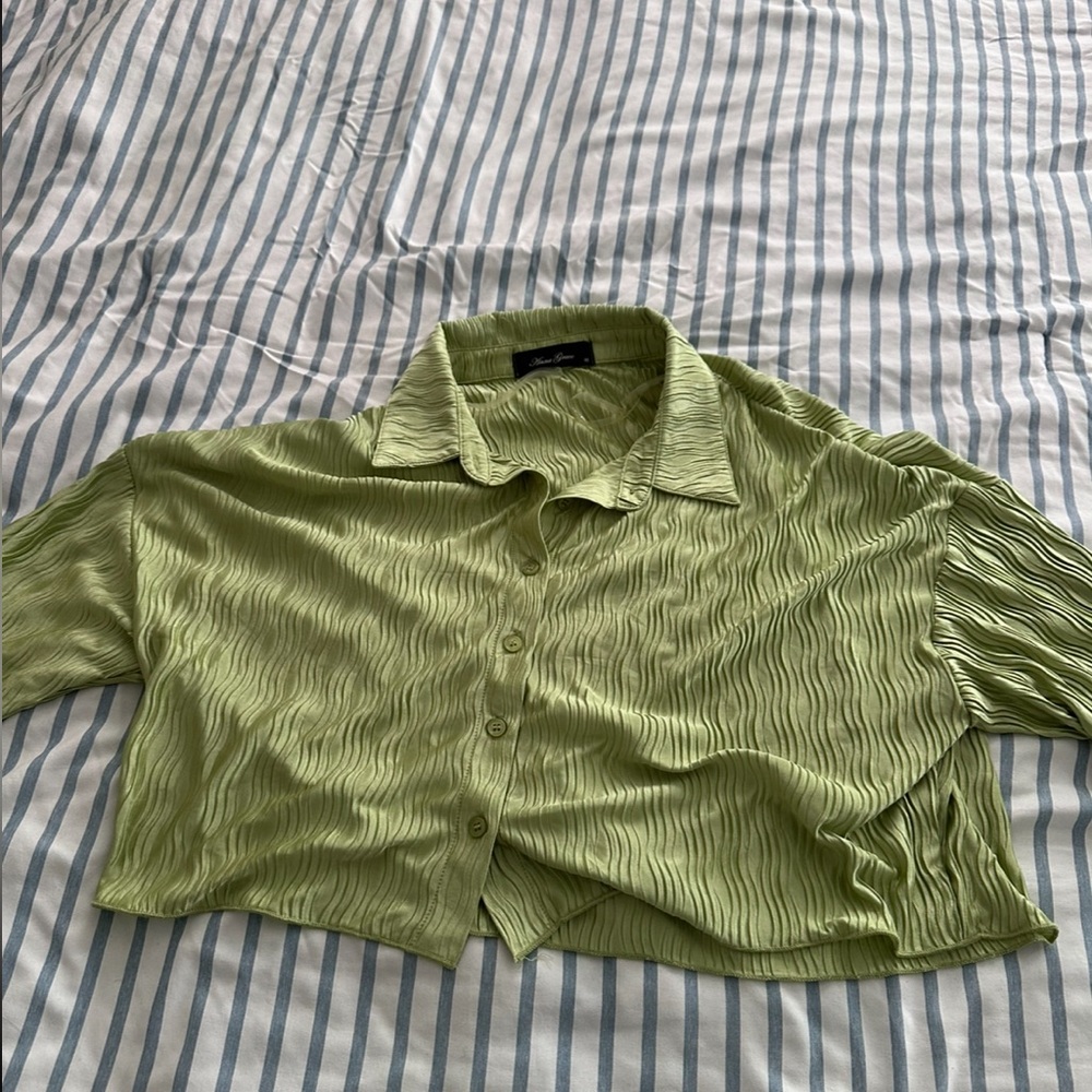 Anna Grace Light Green Textured Blouse